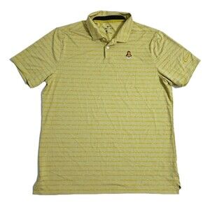 Nike Men's Large Yellow Golf Polo Drifit Striped Shirt Atlantic City Vapor Bell